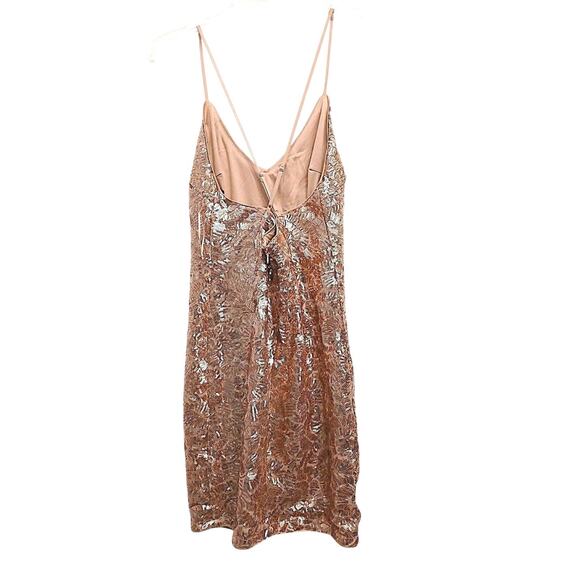 FOREVER 21 Gold Sequins Mini Dress Sz M Cocktail Party New Year Holiday Glam New - Picture 4 of 17